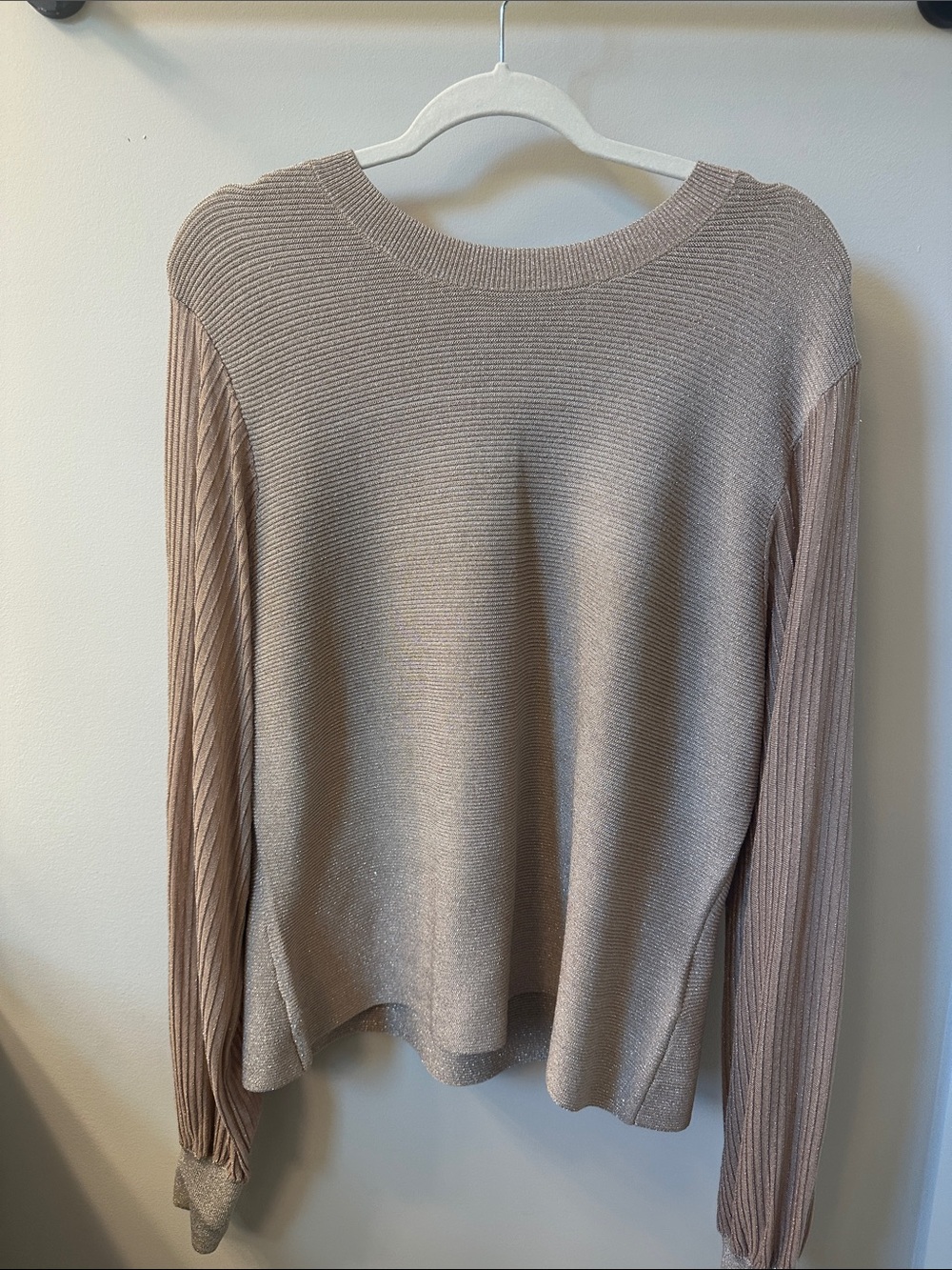 Reiss Blush Rib-Sleeve Crewneck Sweater